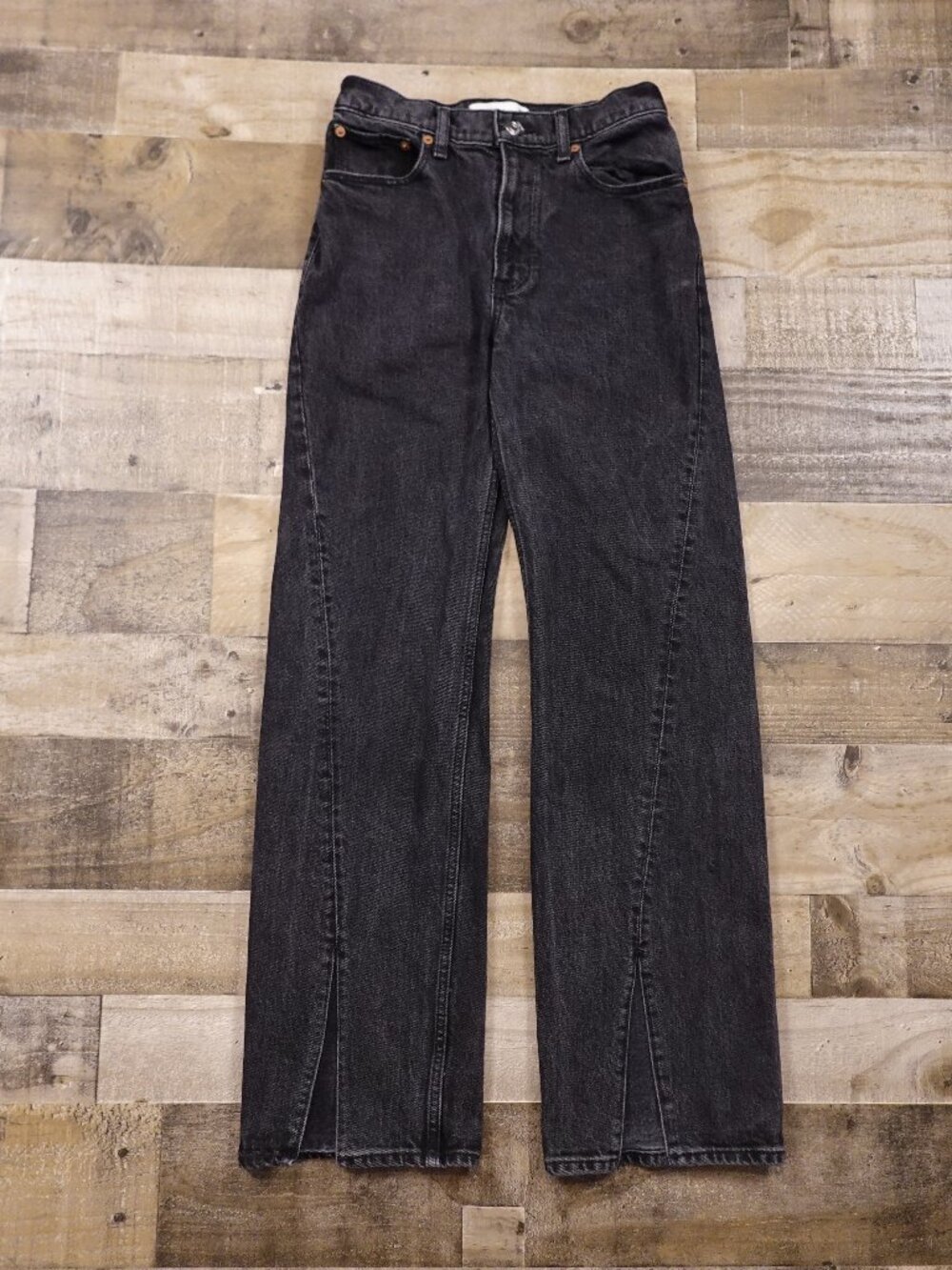Abercrombie & Fitch 90s Relaxed Jeans Womenβs 26 Black High Rise Split Hem